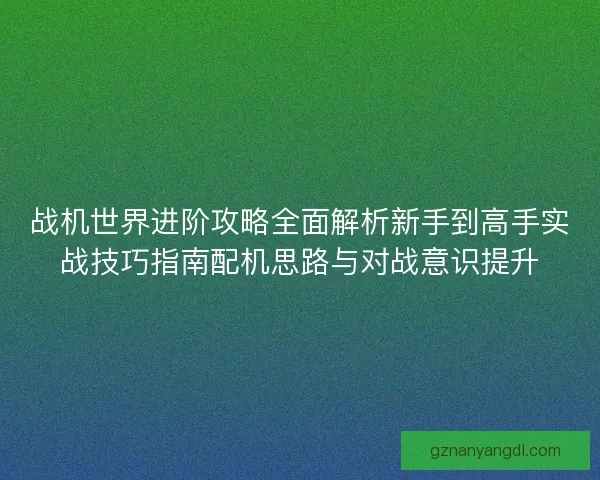 战机世界进阶攻略全面解析新手到高手实战技巧指南配机思路与对战意识提升